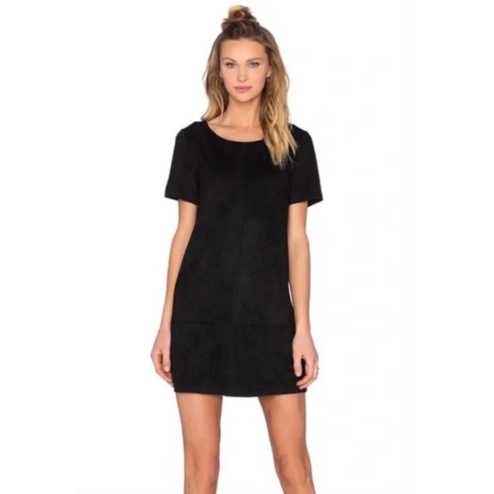 Bishop + Young Black Faux Suede Shift Mini Dress